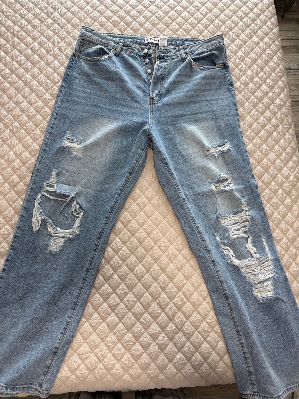 SONO Light Blue Distressed Boyfriend Jeans